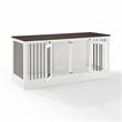 Pemberly Row Traditional Wood Medium Credenza Pet Crate in White / Brown