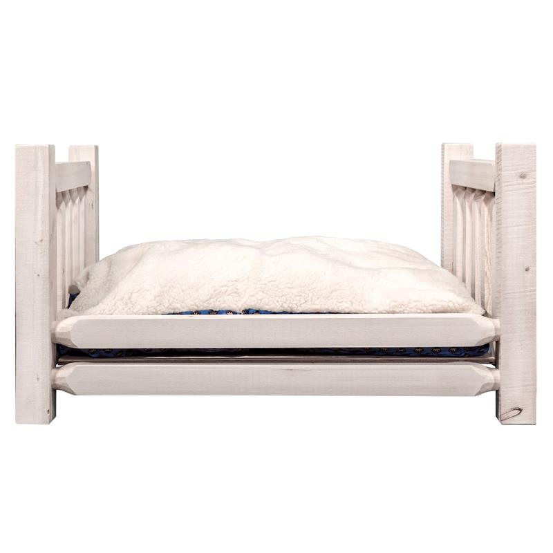 Pemberly Row Transitional Wood Pet Feeder with 30x40 Mattress in Natural