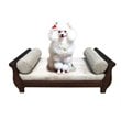 Pemberly Row Traditional Solid Mahogany Wood Sleigh Pet Bed in Dark Brown