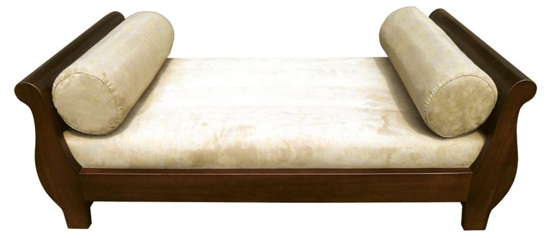 Pemberly Row Traditional Solid Mahogany Wood Sleigh Pet Bed in Dark Brown