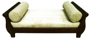 Pemberly Row Traditional Solid Mahogany Wood Sleigh Pet Bed in Dark Brown