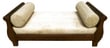 Pemberly Row Traditional Solid Mahogany Wood Sleigh Pet Bed in Dark Brown