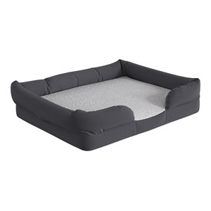 Pemberly Row Orthopedic 36&quot x 28&quot Fabric and Memory Foam Dog Bed in Gray
