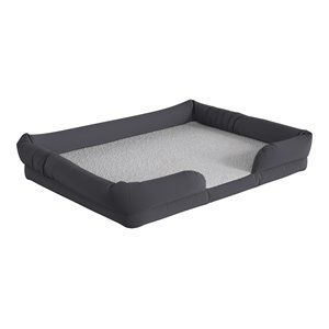 Pemberly Row Orthopedic 44&quot x 34&quot Fabric and Memory Foam Dog Bed in Gray