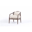 Pemberly Row Mid-Century Cane Frame Linen Fabric Accent Chair in Beige