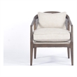 Pemberly Row Mid-Century Cane Frame Linen Fabric Accent Chair in Beige