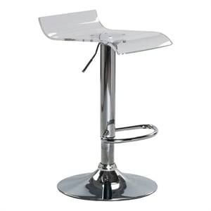 Pemberly Row Low Back Height Adjustable Clear Bar Stool (Set of 2)