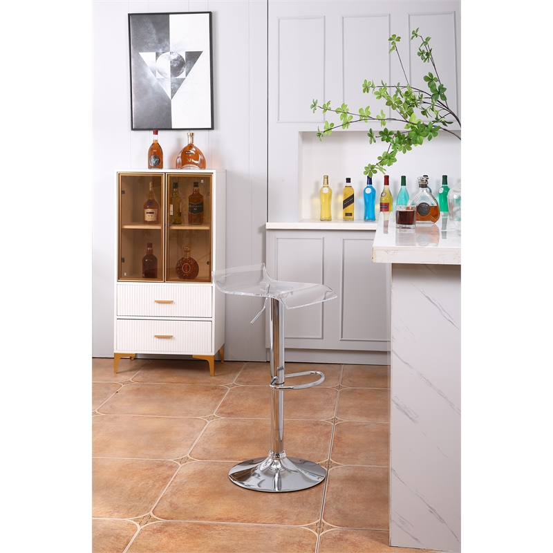 Pemberly Row Low Back Height Adjustable Clear Bar Stool (Set of 2)