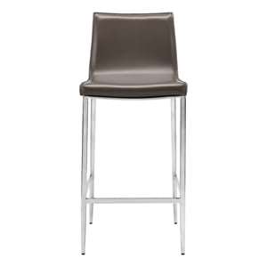 Pemberly Row Modern Leather Upholstered Gray 26&quot Counter Stool (Set of 2)