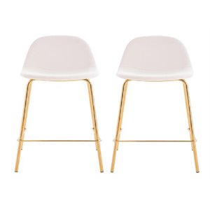 Pemberly Row 26&quot Faux Leather Counter Stools in White (Set of 2)