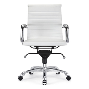 Pemberly Row White Faux Leather Executive Full Back Office Chair