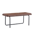 Pemberly Row Upholstered Faux leather Dining Bench with Sled Metal Legs In Brown