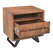 Pemberly Row Transitional Solid Acacia Wood Nightstand in Brown