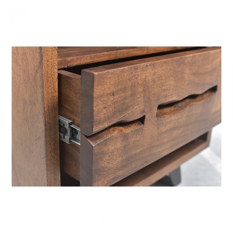 Pemberly Row Transitional Solid Acacia Wood Nightstand in Brown