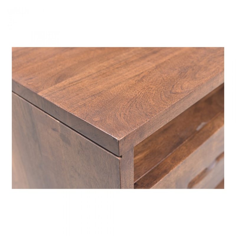 Pemberly Row Transitional Solid Acacia Wood Nightstand in Brown