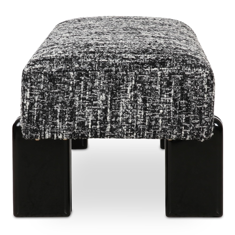 Pemberly Row Contemporary Upholstered Fabric Bench with Iron Legs in Black