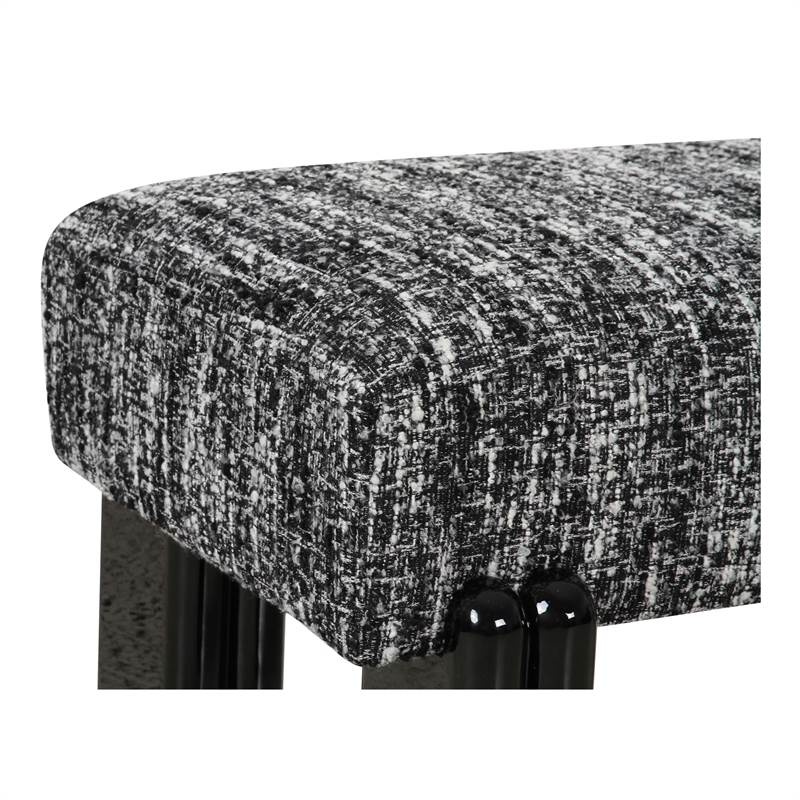 Pemberly Row Contemporary Upholstered Fabric Bench with Iron Legs in Black