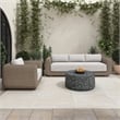 Pemberly Row Natural Rattan Frame Sofa with Fabric Upholstered Cushions