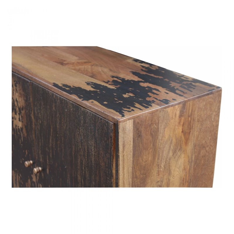 Pemberly Row Contemporary 2-Drawer Solid Mango Wood Sideboard in Black