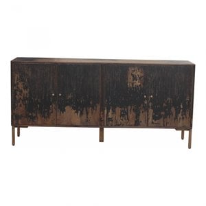 Pemberly Row Contemporary 2-Drawer Solid Mango Wood Sideboard in Black