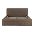 Pemberly Row Contemporary Fabric King Bed with Plywood Frame in Brown