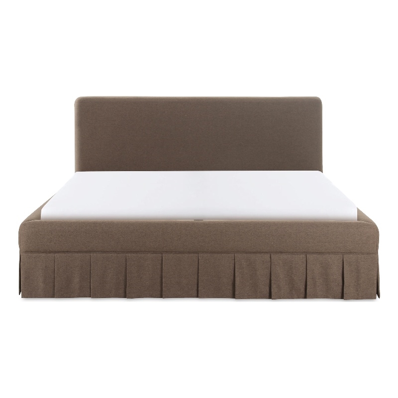 Pemberly Row Contemporary Fabric King Bed with Plywood Frame in Brown
