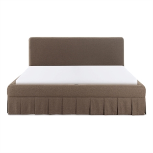 Pemberly Row Contemporary Fabric King Bed with Plywood Frame in Brown