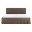 Pemberly Row Contemporary Fabric King Bed with Plywood Frame in Brown