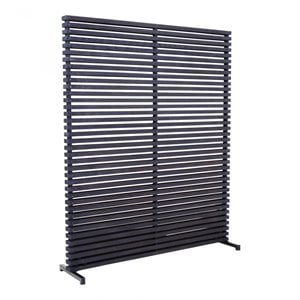 Pemberly Row Contemporary Mixed Hardwood and Aluminum Frame Screen in Black