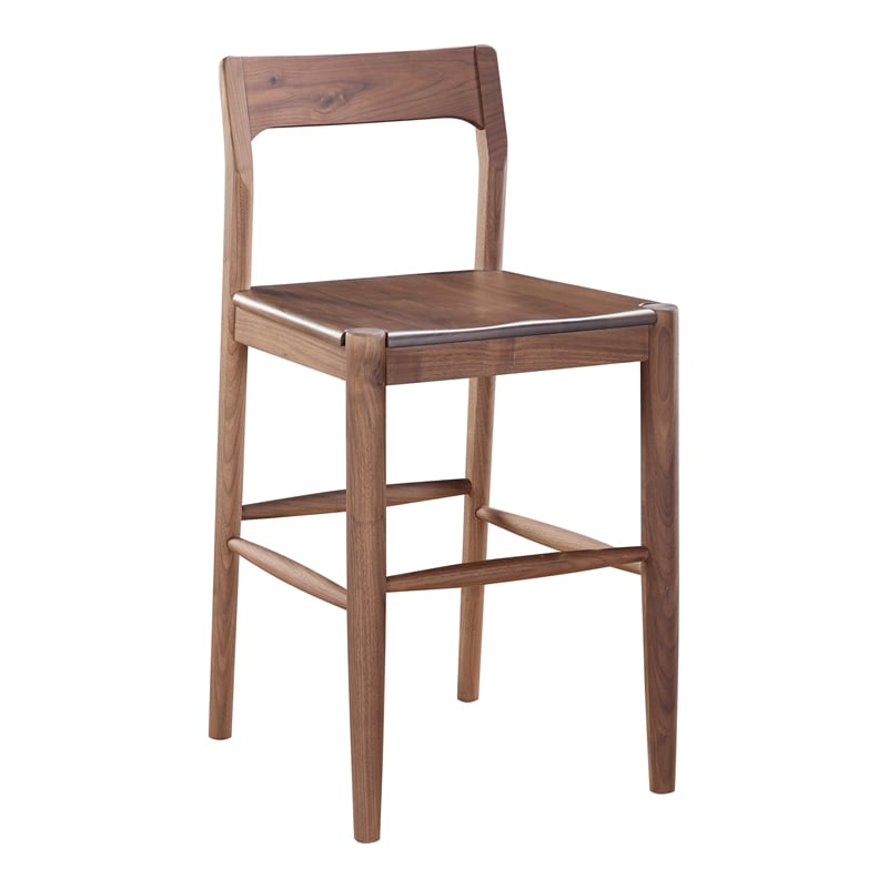 Pemberly Row Contemporary Solid Wood Frame Counter Stool in Brown
