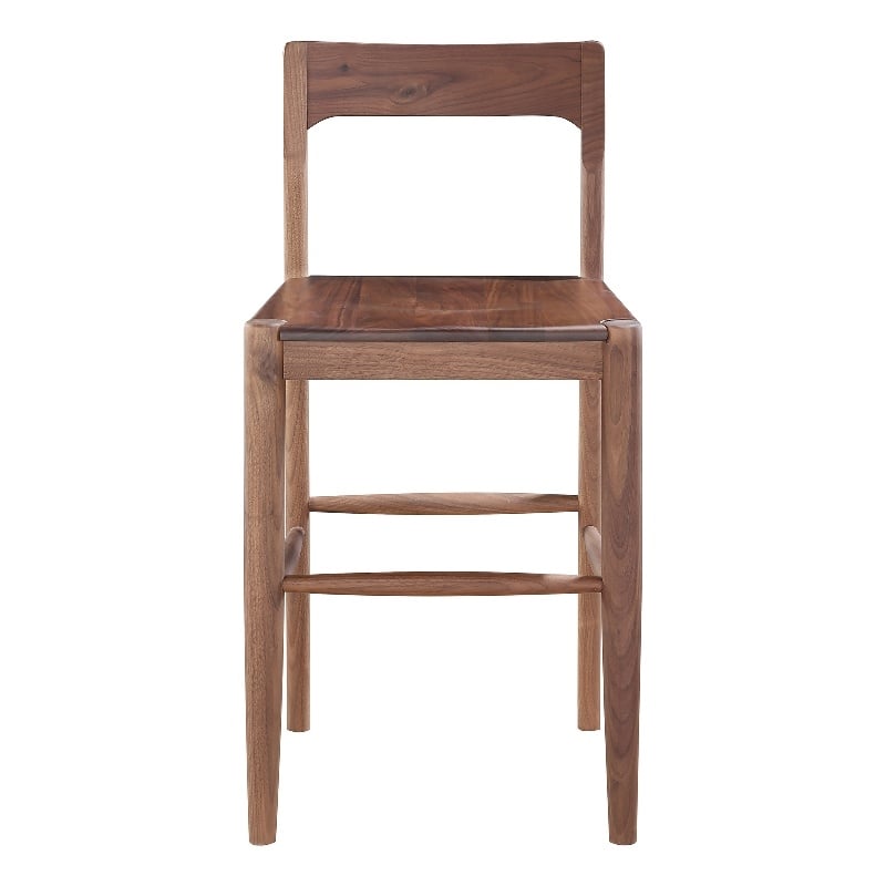 Pemberly Row Contemporary Solid Wood Frame Counter Stool in Brown