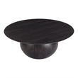 Pemberly Row Circular Solid Acacia Wood Coffee Table in Black