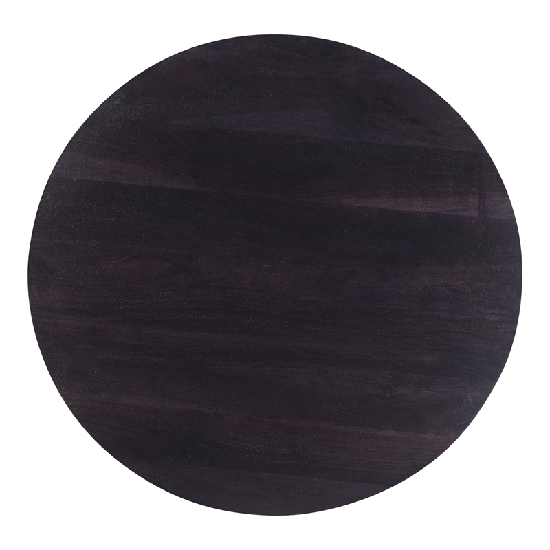Pemberly Row Circular Solid Acacia Wood Coffee Table in Black