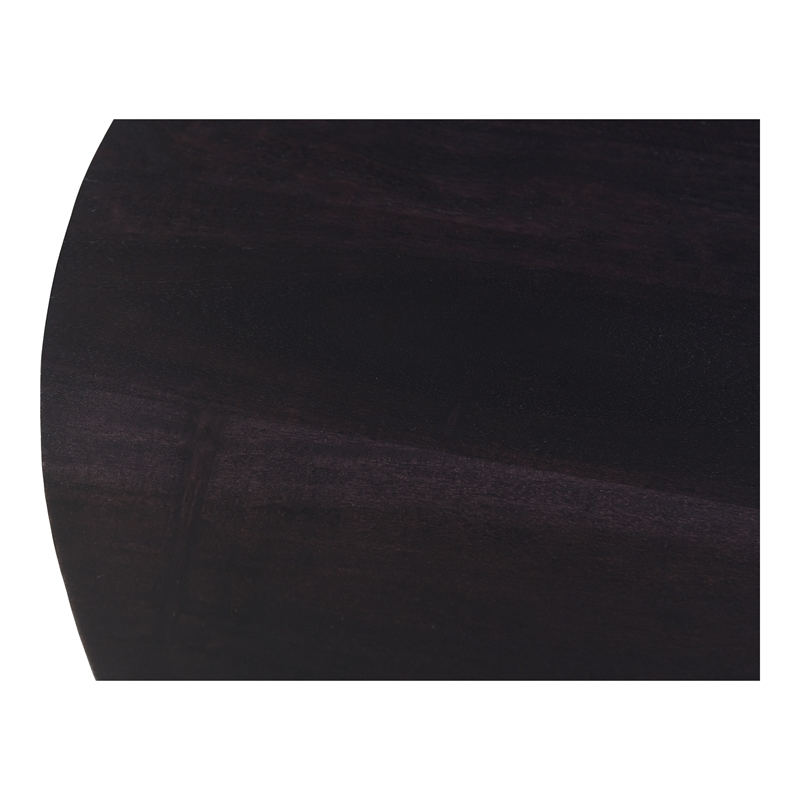 Pemberly Row Circular Solid Acacia Wood Coffee Table in Black