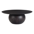 Pemberly Row Circular Solid Acacia Wood Coffee Table in Black