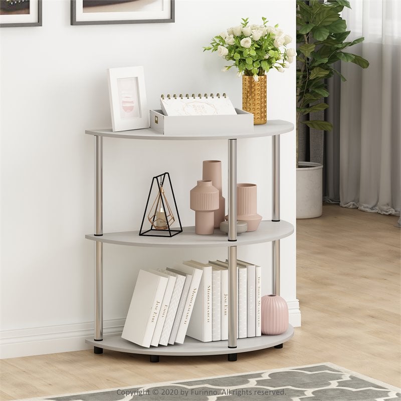 Pemberly Row Turn-N-Tube Engineered Wood Half Round Console Table in White Oak