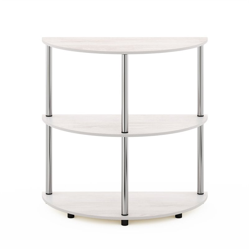 Pemberly Row Turn-N-Tube Engineered Wood Half Round Console Table in White Oak