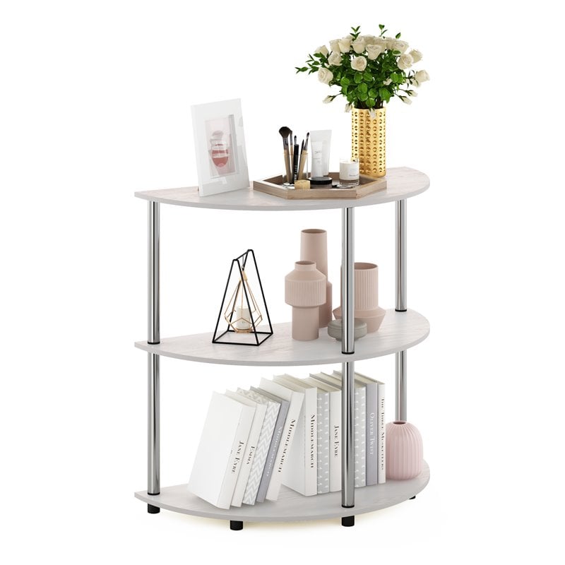 Pemberly Row Turn-N-Tube Engineered Wood Half Round Console Table in White Oak
