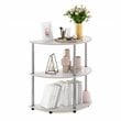 Pemberly Row Turn-N-Tube Engineered Wood Half Round Console Table in White Oak