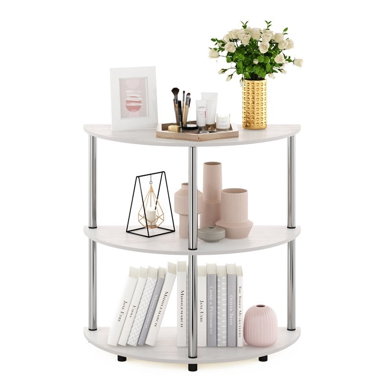 Pemberly Row Turn-N-Tube Engineered Wood Half Round Console Table in White Oak