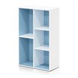 Pemberly Row Engineered Wood 5-Cube Reversible Open Shelf in White/Light Blue