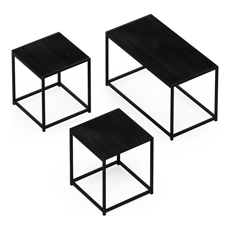 Pemberly Row Engineered Wood Living Room Table Set in Americano Black