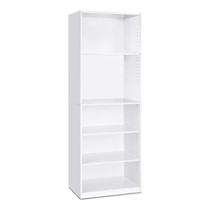 Pemberly Row Engineered Wood Simple Home 5-Shelf Bookcase in White