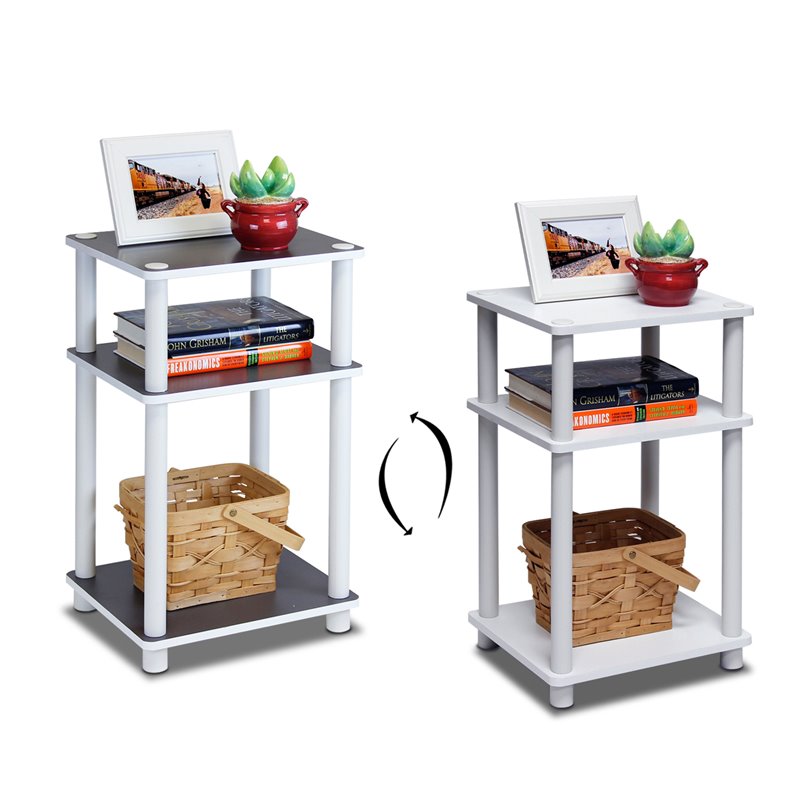 Pemberly Row Turn-N-Tube Engineered Wood 3-Tier End Table in White