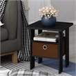 Pemberly Row Wood End Table with Bin Drawer in Americano Black/Medium Brown