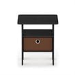 Pemberly Row Wood End Table with Bin Drawer in Americano Black/Medium Brown