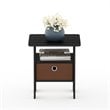 Pemberly Row Wood End Table with Bin Drawer in Americano Black/Medium Brown