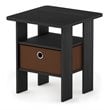 Pemberly Row Wood End Table with Bin Drawer in Americano Black/Medium Brown