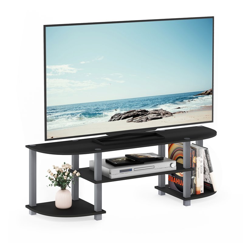 Pemberly Row Turn-S-Tube Black Wood TV Entertainment Center for TV up to 42
