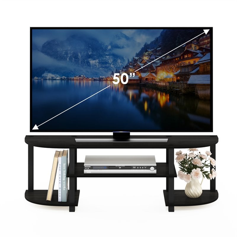 Pemberly Row Turn-S-Tube Espresso Wood TV Entertainment Center for TV up to 55